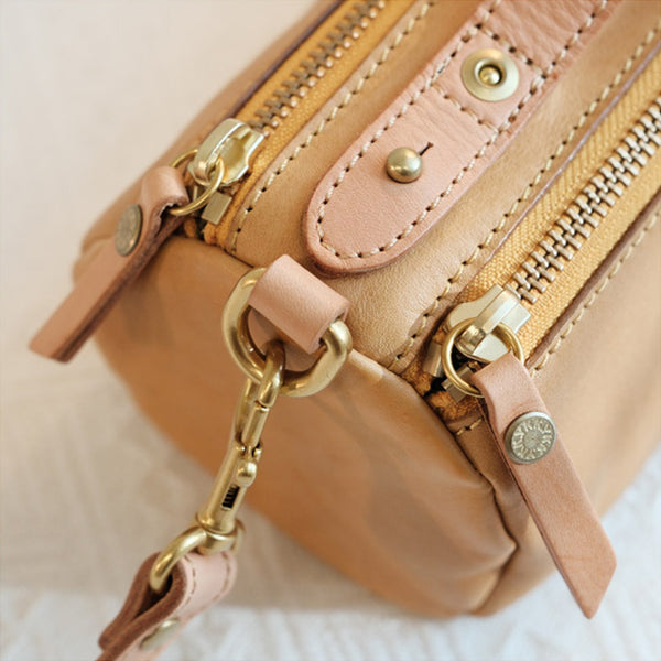 Small Ladies Barrel Bag Leather Over The Shoulder Bag Leather Crossbody Purse Gift