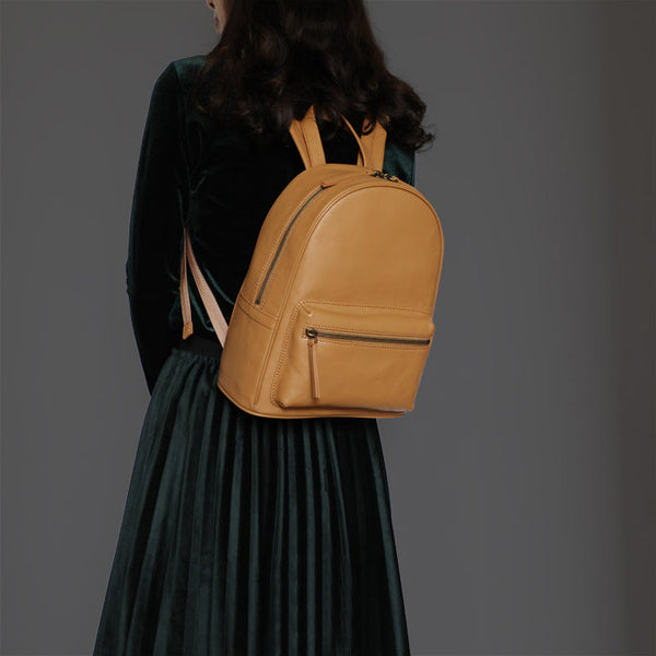 Small Ladies Leather Rucksack Brown Leather Backpack For Women Badass