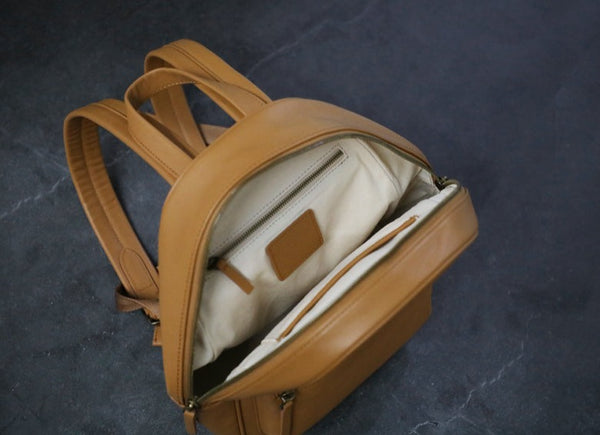 Small Ladies Leather Rucksack Brown Leather Backpack For Women Capacity