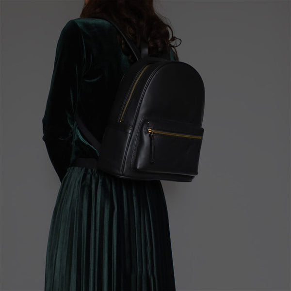 Small Ladies Leather Rucksack Brown Leather Backpack For Women Casual