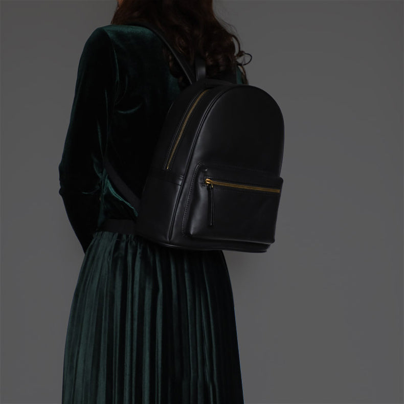 Small Ladies Leather Rucksack Brown Leather Backpack For Women Casual