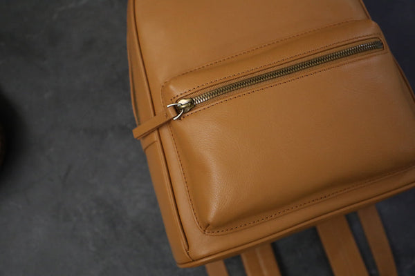 Small Ladies Leather Rucksack Brown Leather Backpack For Women Details