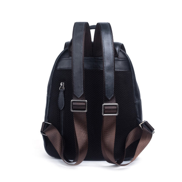 Black Leather Women's Backpack Purse Black Rucksack