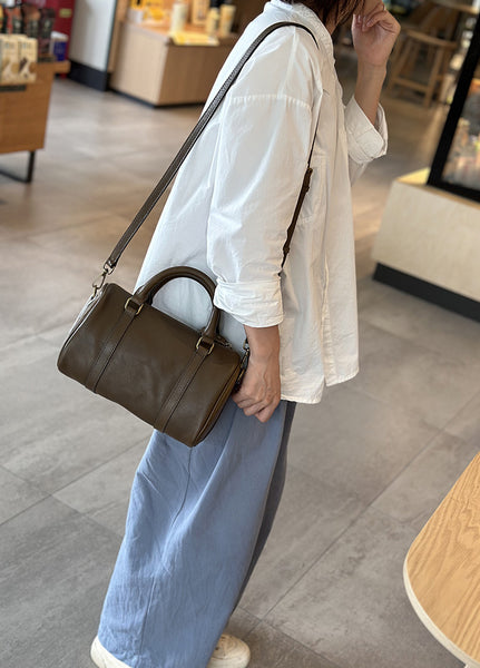 Small Vintage Leather Handbag for Women Crossbody Boston Purse Cool