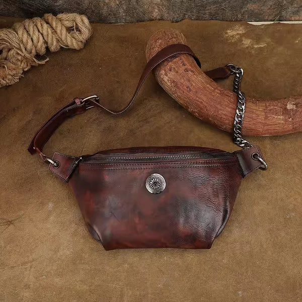 Small Women's Crossbody Chest Bag Leather Sling Bags For Women Affordable