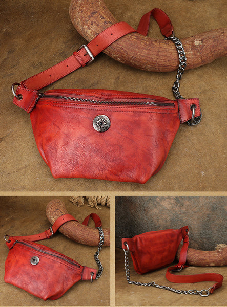 Small Women's Crossbody Chest Bag Leather Sling Bags For Women Casual