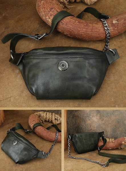 Small Women's Crossbody Chest Bag Leather Sling Bags For Women Chic