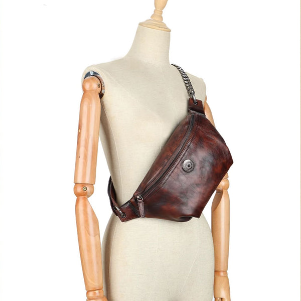 Small Women's Crossbody Chest Bag Leather Sling Bags For Women Cool