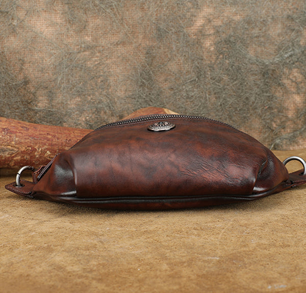 Small Women's Crossbody Chest Bag Leather Sling Bags For Women Cowhide