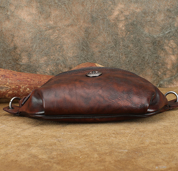 Small Women's Crossbody Chest Bag Leather Sling Bags For Women Cowhide