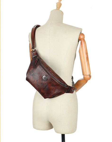 Small Women's Crossbody Chest Bag Leather Sling Bags For Women Cute