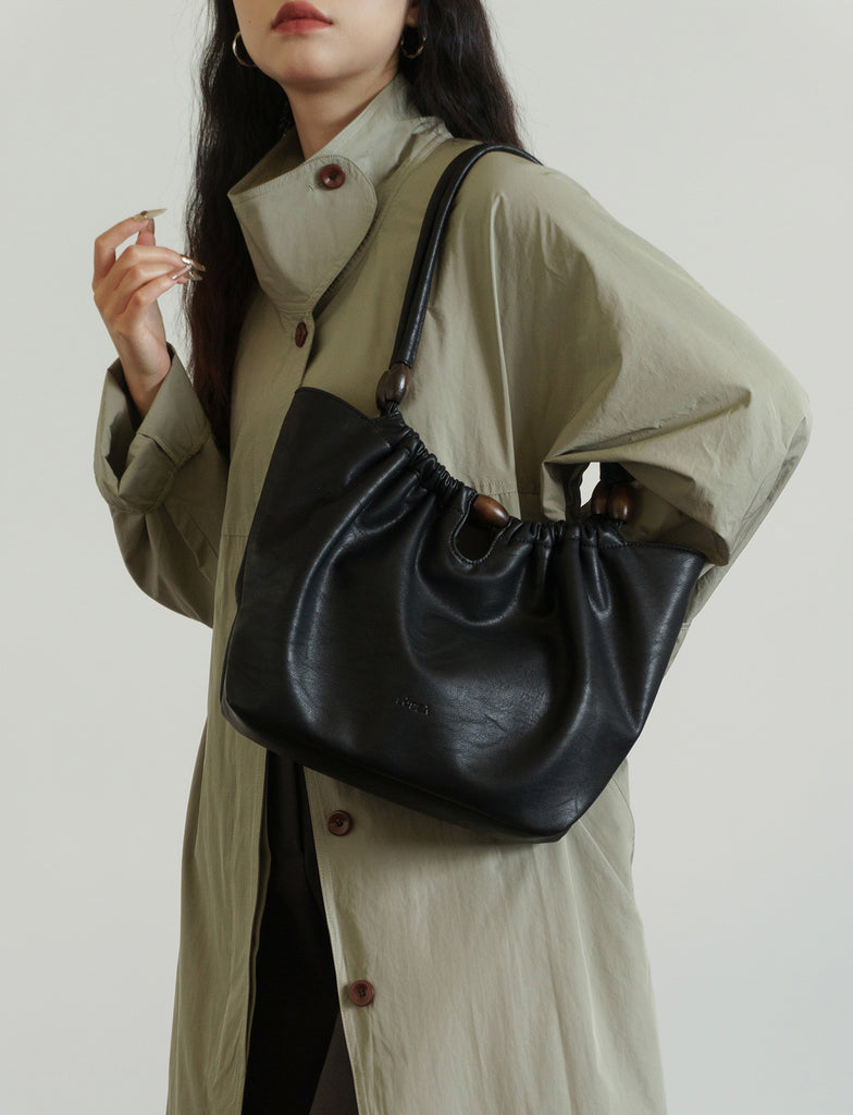 Small Womens Black Vegan Leather Shoulder Bag Vegan Leather Tote Bag