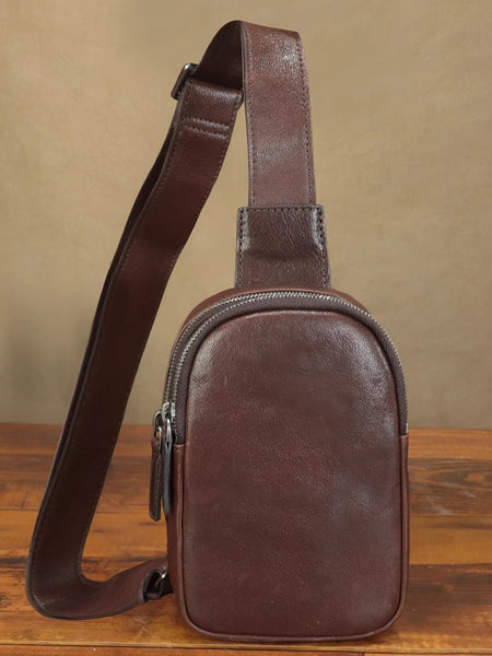 Casual Women's Crossbody Chest Bag Leather Sling Bag For Ladies