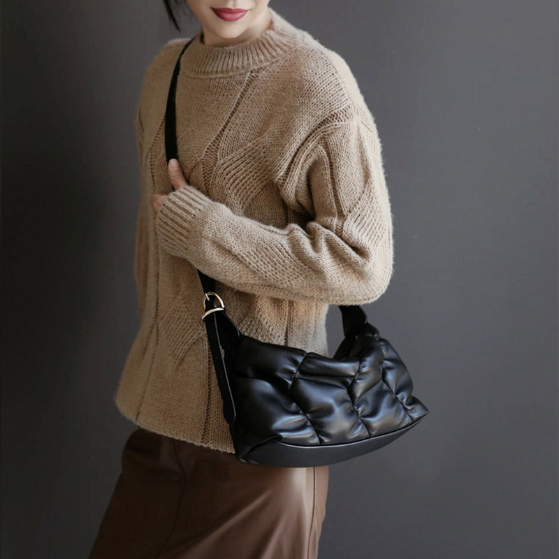 Small Womens Leather Underarm Bag Black Crossbody Purses For Women Affordable