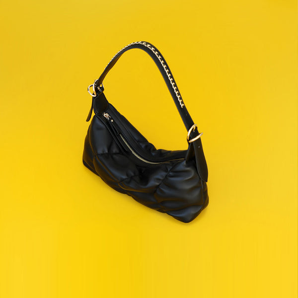 Small Womens Leather Underarm Bag Black Crossbody Purses For Women Cowhide
