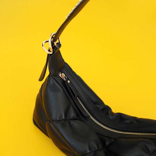 Small Womens Leather Underarm Bag Black Crossbody Purses For Women Fashion