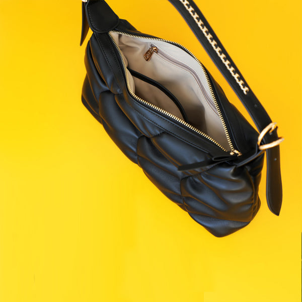 Small Womens Leather Underarm Bag Black Crossbody Purses For Women Inside