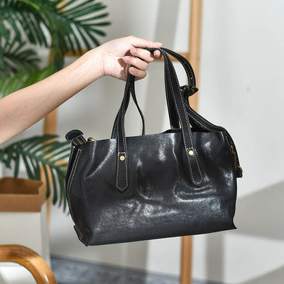 Small Womens Tote Bag Brown Leather Handbags Crossbody Bags for Women Black