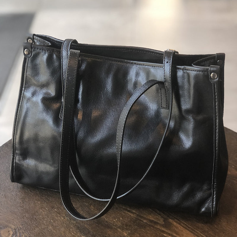 Soft Leather Women’s Tote Fits A4 Zipper Closure Everyday Office and Casual Handbag Accessories