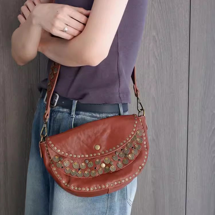 Studded Women's Shoulder Bags Leather Black Crossbody Bags For Women Affordable