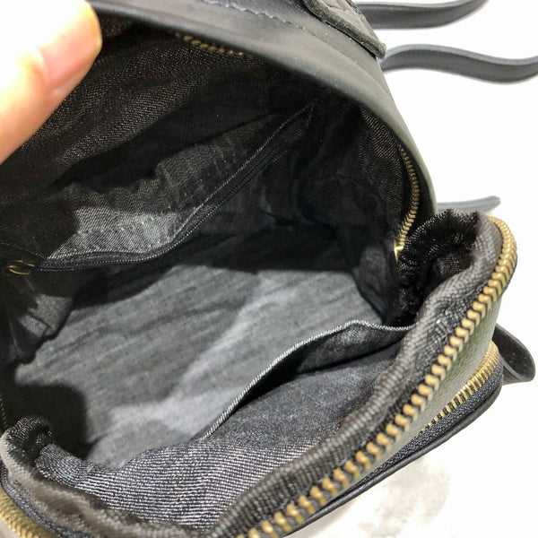 Stylish Ladies Small Leather Backpack Bag Black Rucksack Puese For Women Capacity