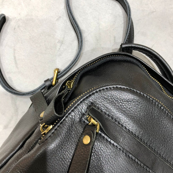 Stylish Ladies Small Leather Backpack Bag Black Rucksack Puese For Women Original