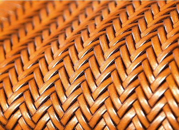 Stylish Womens Leather Tote Woven Top Handle Handbag For Women Handmade