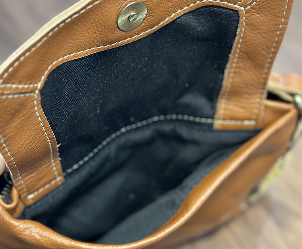 Vintage Genuine Leather Crossbody Bag for Women Small Flap Shoulder Bag with Zipper Compartments Gift