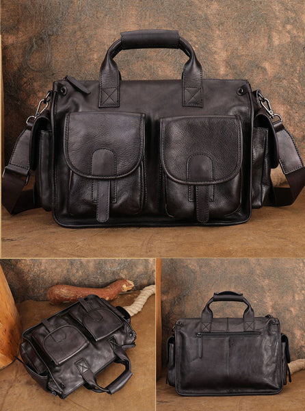 Womens Multi-Pocket Leather Handbag Cool Women's Leather Crossbody Bag