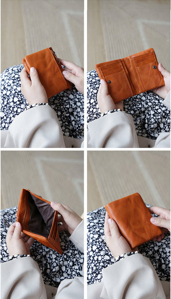 Vintage Ladies Bifold Wallet Small Leather Wallets For Ladies Designer