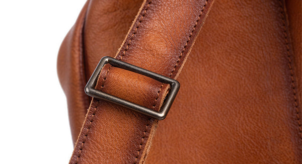 Vintage Ladies Brown Leather Backpack Womens Leather Rucksack Bag Medium