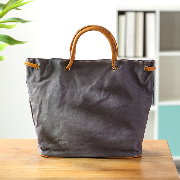 Vintage Ladies Canvas And Leather Tote Canvas Tote Bags For Women Affordable