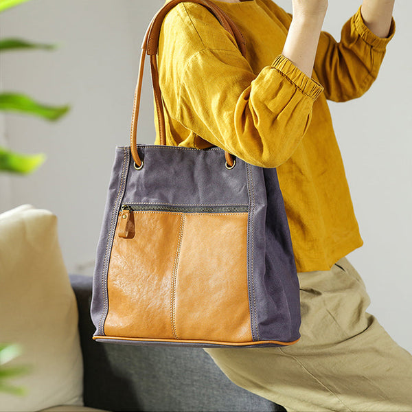 Vintage Ladies Canvas And Leather Tote Canvas Tote Bags For Women Best