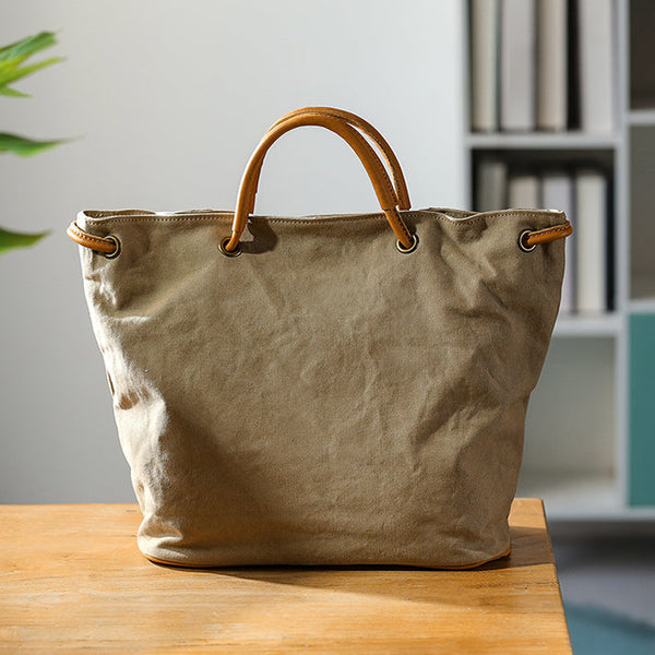 Vintage Ladies Canvas And Leather Tote Canvas Tote Bags For Women Classy