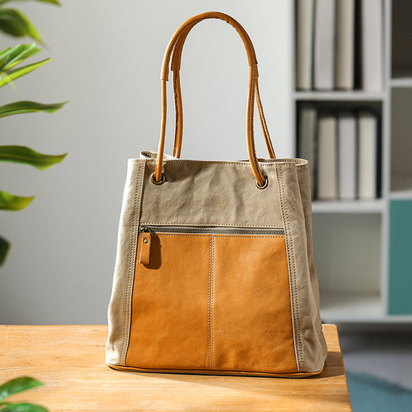 Vintage Ladies Canvas And Leather Tote Canvas Tote Bags For Women Cool