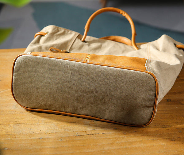 Vintage Ladies Canvas And Leather Tote Canvas Tote Bags For Women Funky