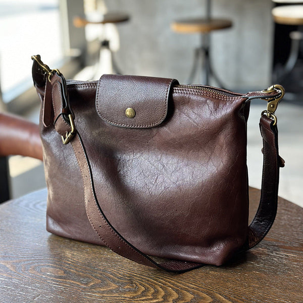 Vintage Ladies Leather Over The Shoulder Bag Genuine Leather Purses For Women Affordable