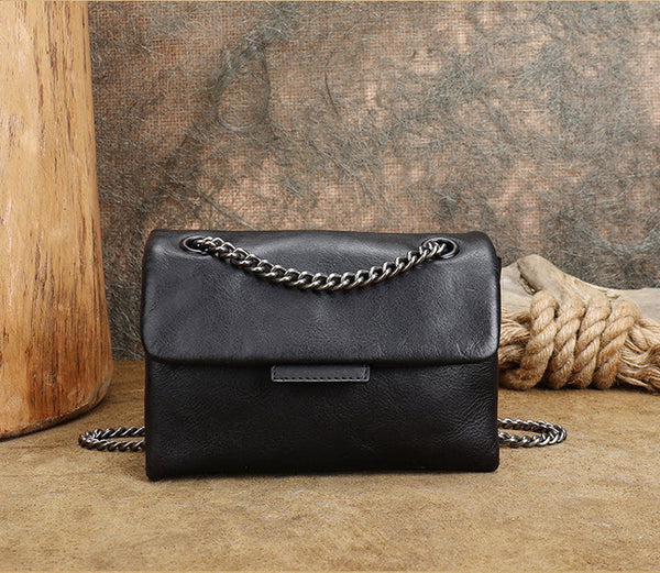 Vintage Ladies Side Bag Chain Shoulder Bag For Women Black