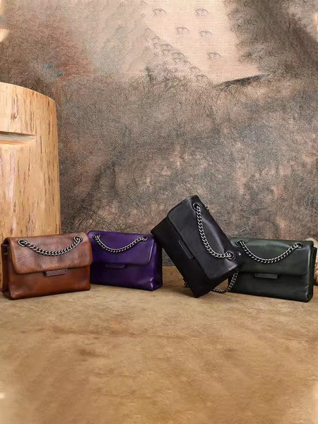 Vintage Ladies Side Bag Chain Shoulder Bag For Women Cowhide