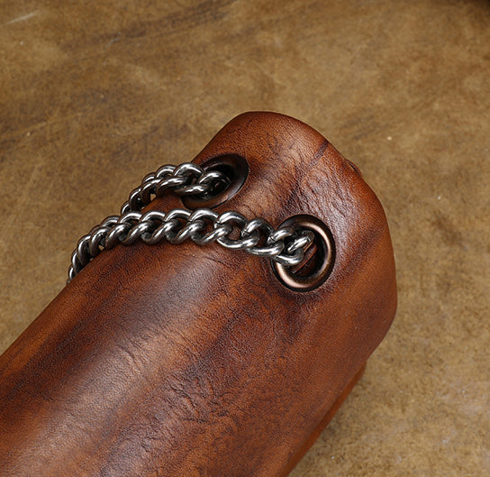 Vintage Ladies Side Bag Chain Shoulder Bag For Women Genuine Leather