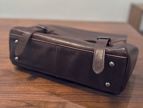 Vintage Leather Backpack Purse for Women Convertible Handbag with Top Handle and Zipper Compartments Handmade