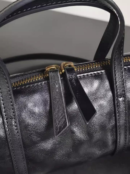 Vintage Leather Barrel Bag Womens Cylinder Crossbody Shoulder Phone Purse Fashionable