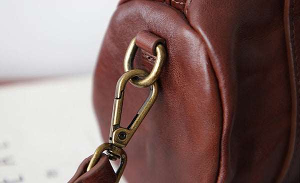 Vintage Leather Barrel Bag Womens Cylinder Crossbody Shoulder Phone Purse Handmade