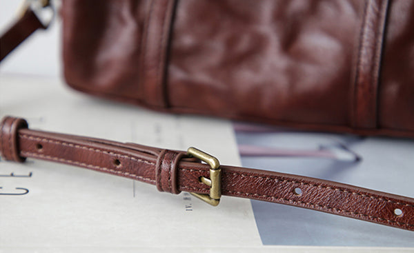 Vintage Leather Barrel Bag Womens Cylinder Crossbody Shoulder Phone Purse Nice