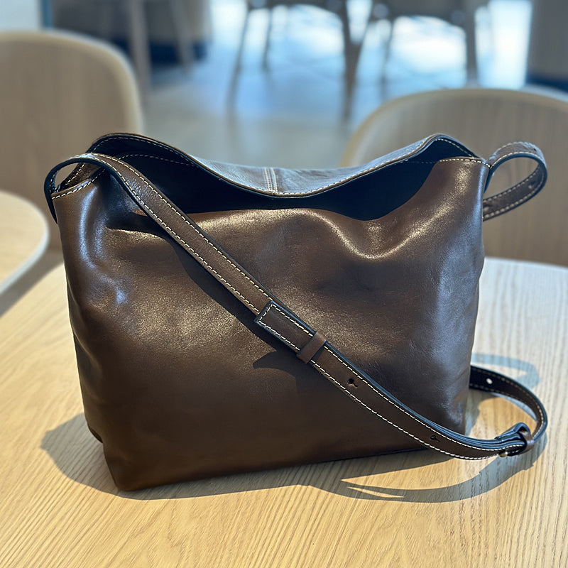 Vintage Leather Crossbody Bag for Women Soft Vegetable Tanned Leather Badass