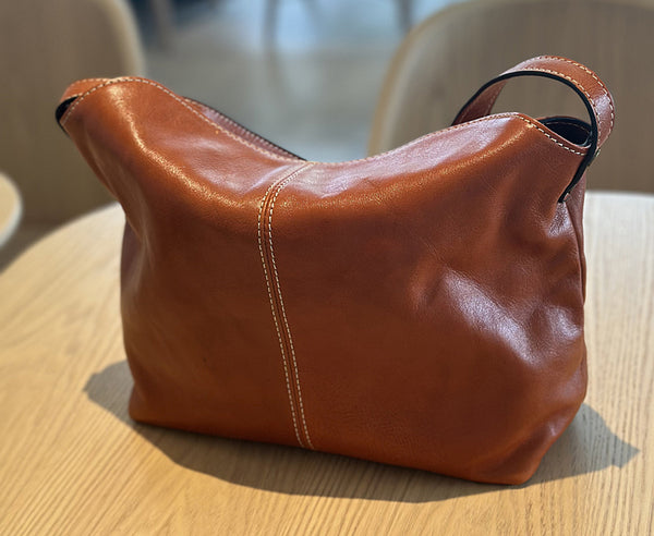 Vintage Leather Crossbody Bag for Women Soft Vegetable Tanned Leather Cute