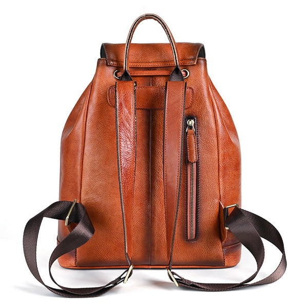 Vintage Leather Women's Backpack Purses Leather Rucksack Bag Cowhide