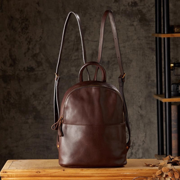 Cute Womens Real Leather Backpack Purse Ladies Black Leather Rucksack