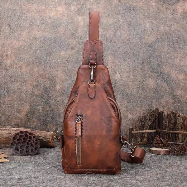 Vintage Women's Crossbody Chest Bag Leather Sling Bags For Women Accessories