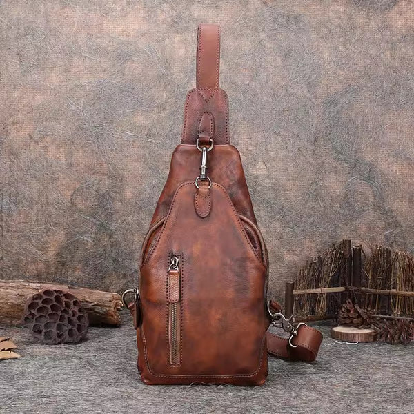 Vintage Women's Crossbody Chest Bag Leather Sling Bags For Women Accessories